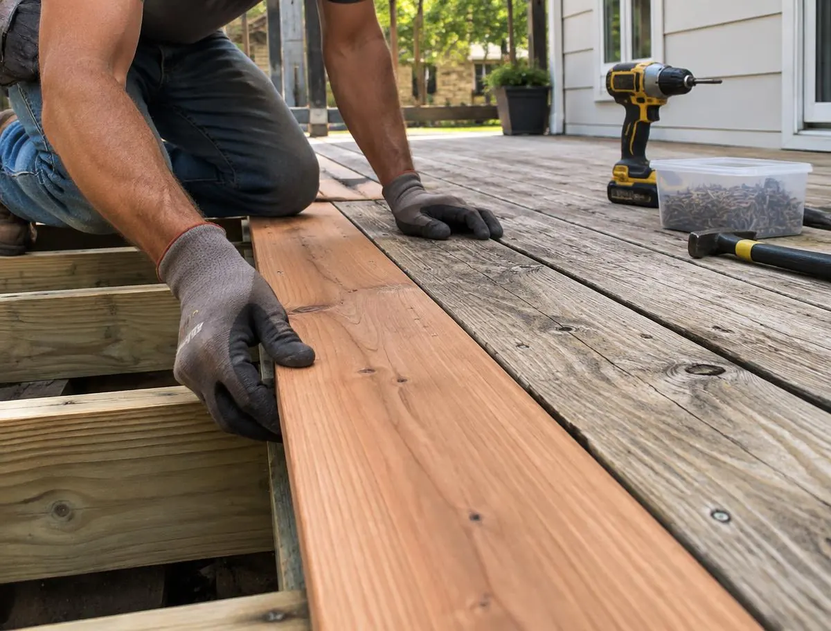 Wood deck board repair in San Antonio