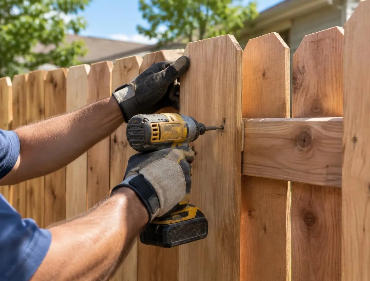 Wood privacy fence repair in San Antonio