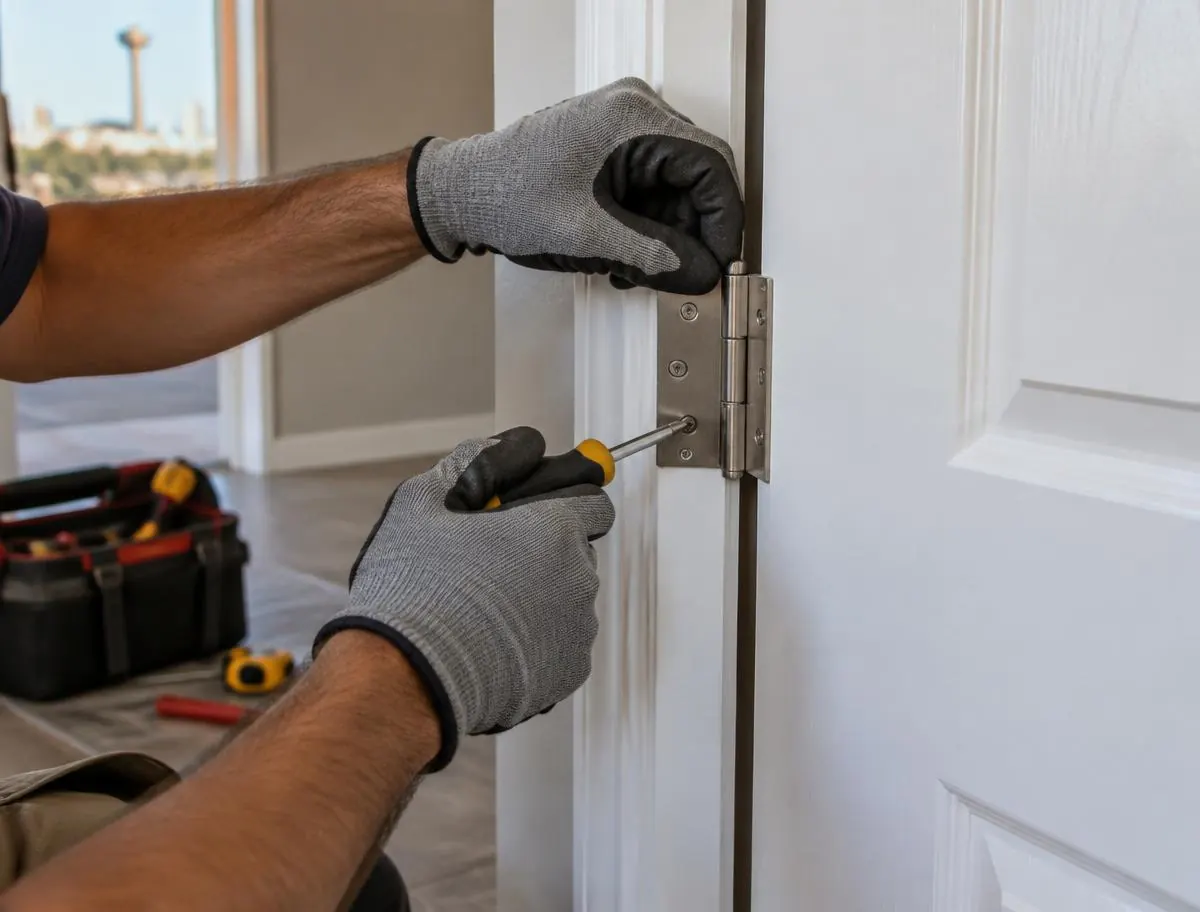 Interior door hinge repair by a San Antonio handyman