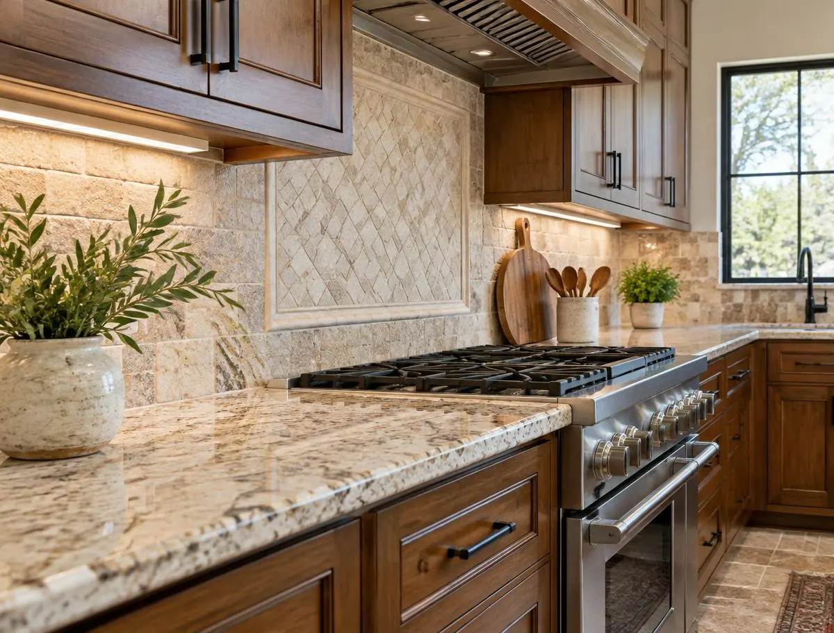 Cabinet and backsplash details in a San Antonio kitchen remodel